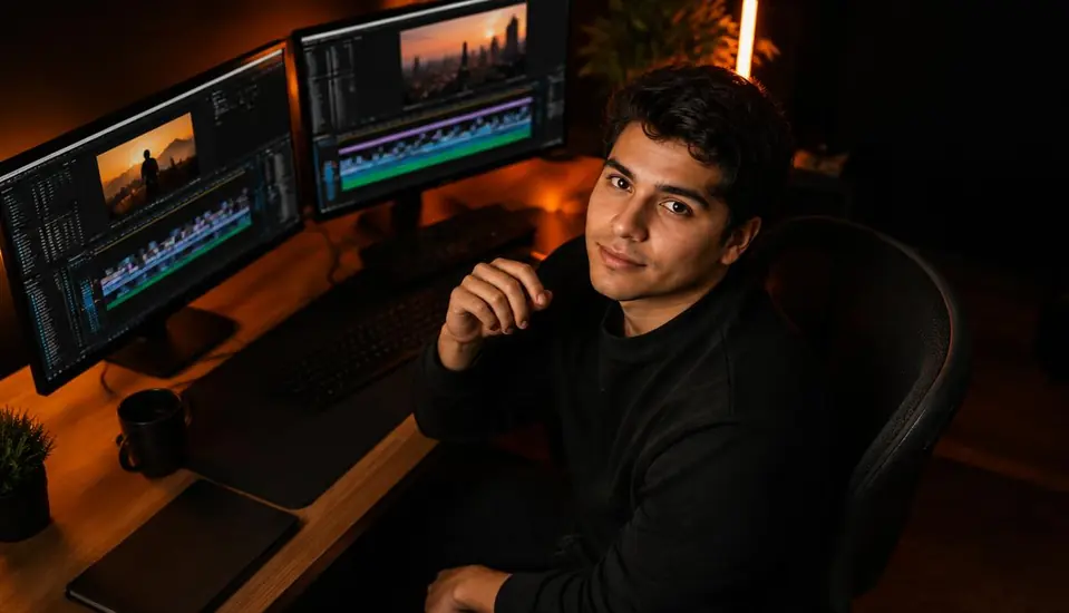 Editor de video trabajando en Clippers Matías Cardozo